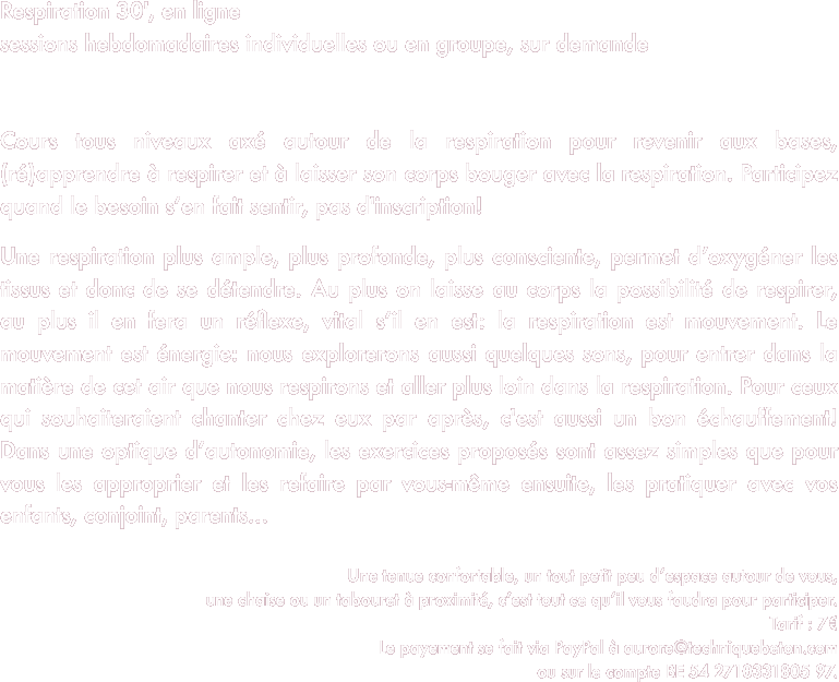 Respiration 30', en ligne
